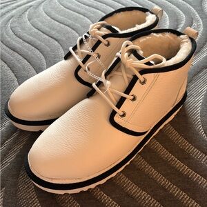 UGG White and Black Leather Men's Boots
